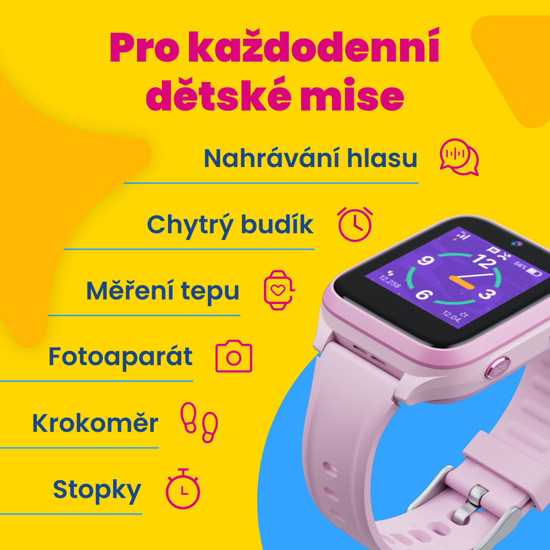Dětské volací GPS hodinky KLOKI Star - Růžové