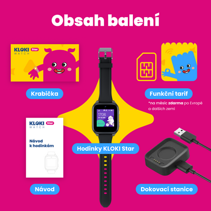Dětské volací GPS hodinky KLOKI Star - Černé