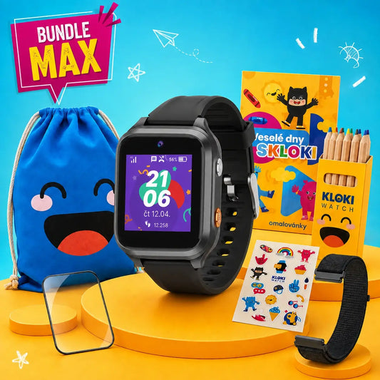 Back to School Balíček MAX: Dětské volací GPS hodinky KLOKI Star - Černé