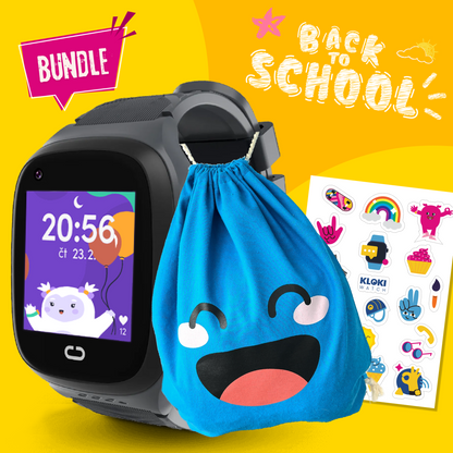 Back to School Balíček: Dětské volací GPS hodinky KLOKI - Černé