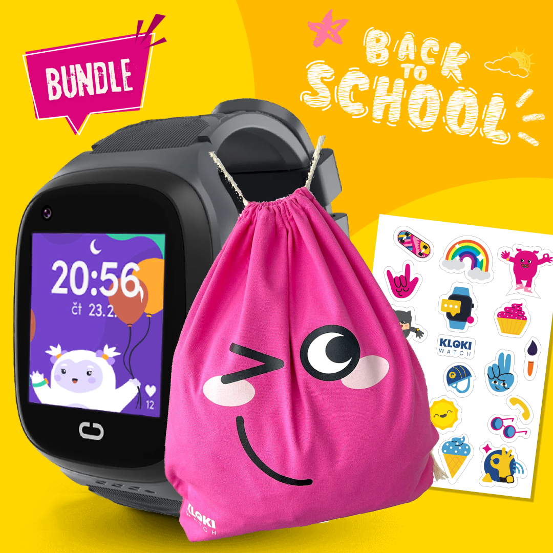 Back to School Balíček: Dětské volací GPS hodinky KLOKI - Černé