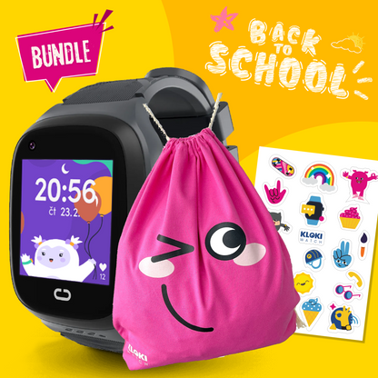Back to School Balíček: Dětské volací GPS hodinky KLOKI - Černé