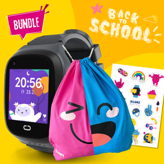 Back to School Balíček: Dětské volací GPS hodinky KLOKI - Černé