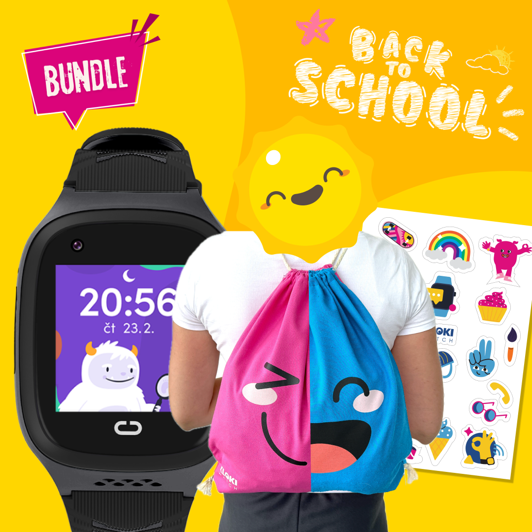 Back to School Balíček: Dětské volací GPS hodinky KLOKI - Černé