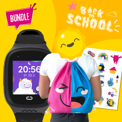 Back to School Balíček: Dětské volací GPS hodinky KLOKI - Černé