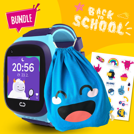 Back to School Balíček: Dětské volací GPS hodinky KLOKI - Modré