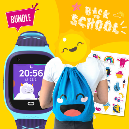 Back to School Balíček: Dětské volací GPS hodinky KLOKI - Modré