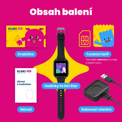Dětské volací GPS hodinky KLOKI Star - Černé | Akční balíček